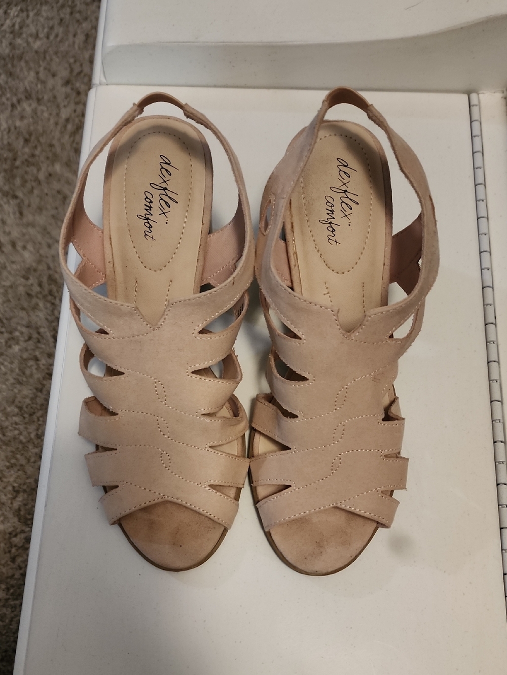 dexflex comfort Nude Blush Strappy Peep-Toe Heels